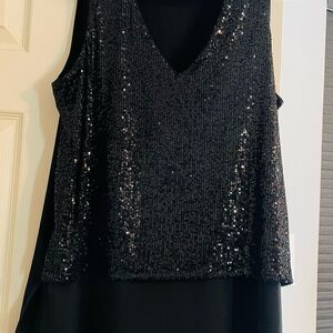 MICHAEL Michael Kors Black Sequin V-Neck Sleeveless Top